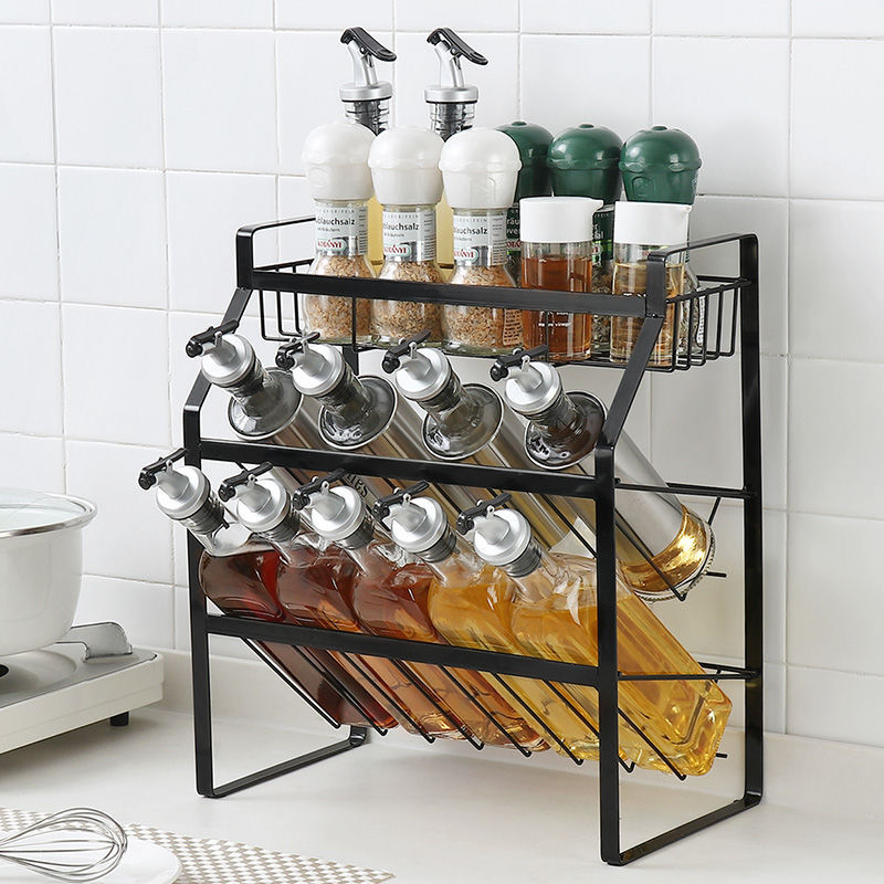 KỆ ĐỂ GIA VỊ INOX 3 TẦNG NGHIÊNG BẰNG THÉP KHÔNG GỈ