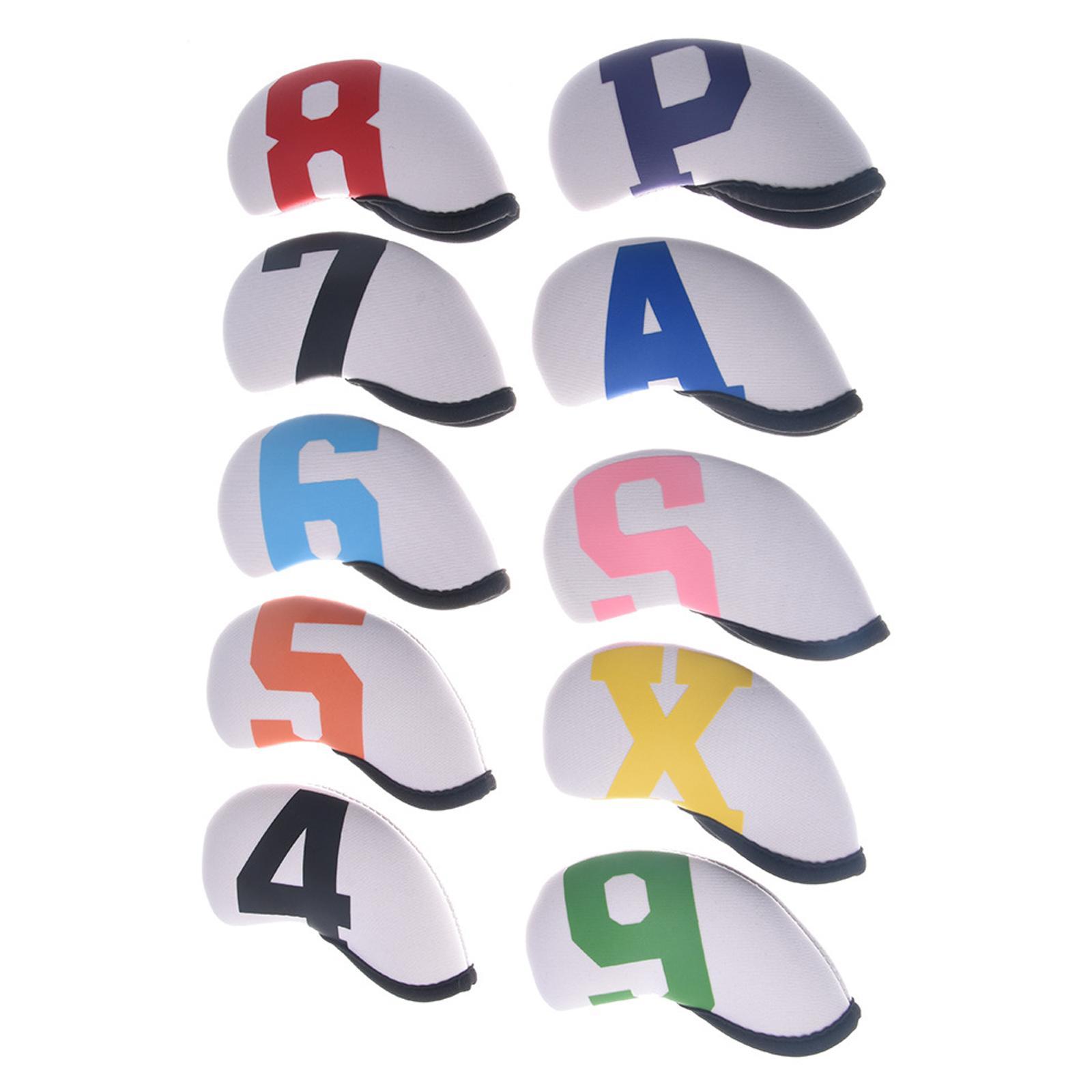 10pcs Set Golf Iron Club Head Cover Sports Accessories Wedges Covers with Number Ball Rod Head Protective Case