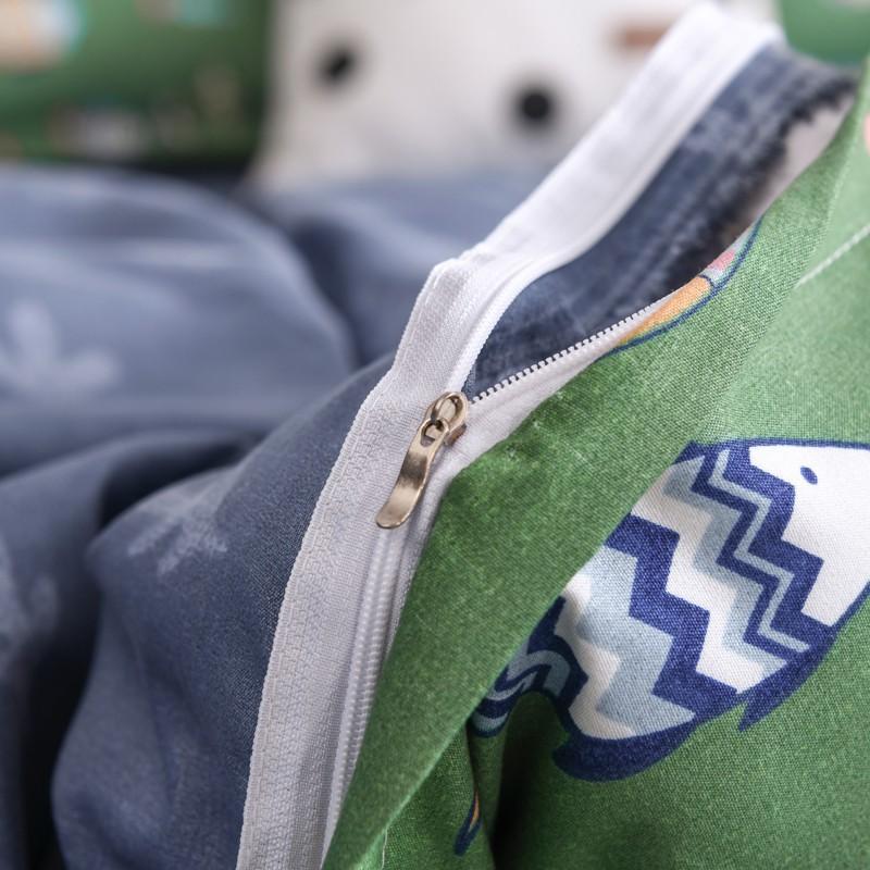 Bộ Chăn Ga Gối Cotton Poly Cá Xanh Lá