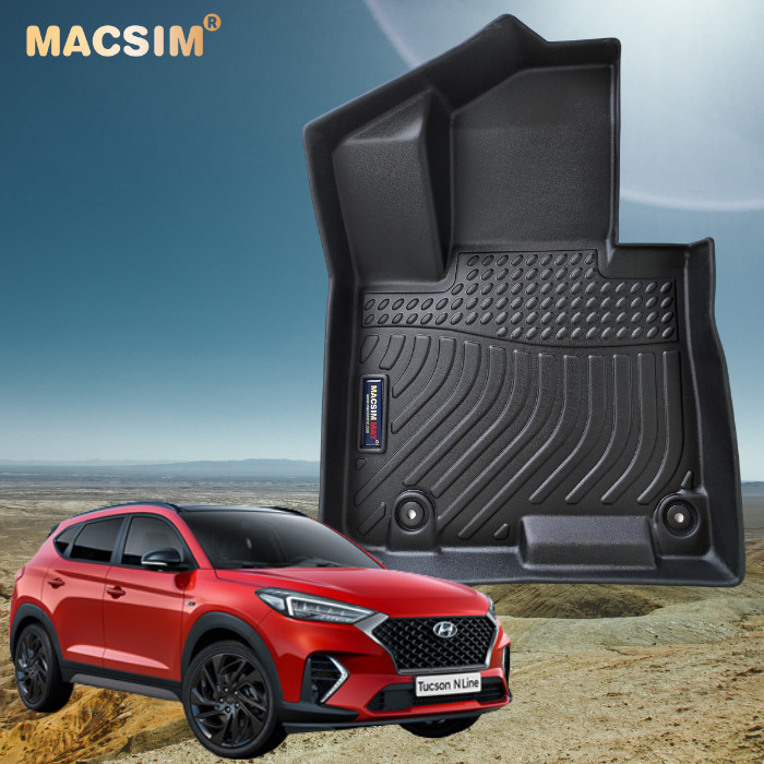 Thảm lót sàn xe ô tô Hyundai Tucson 2022-2024 Nhãn hiệu Macsim chất liệu nhựa TPE cao cấp màu đen