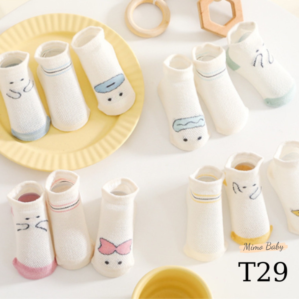 Set 3 đôi tất lưới cao cổ in hình dễ thương cho bé T29 Mimo Baby