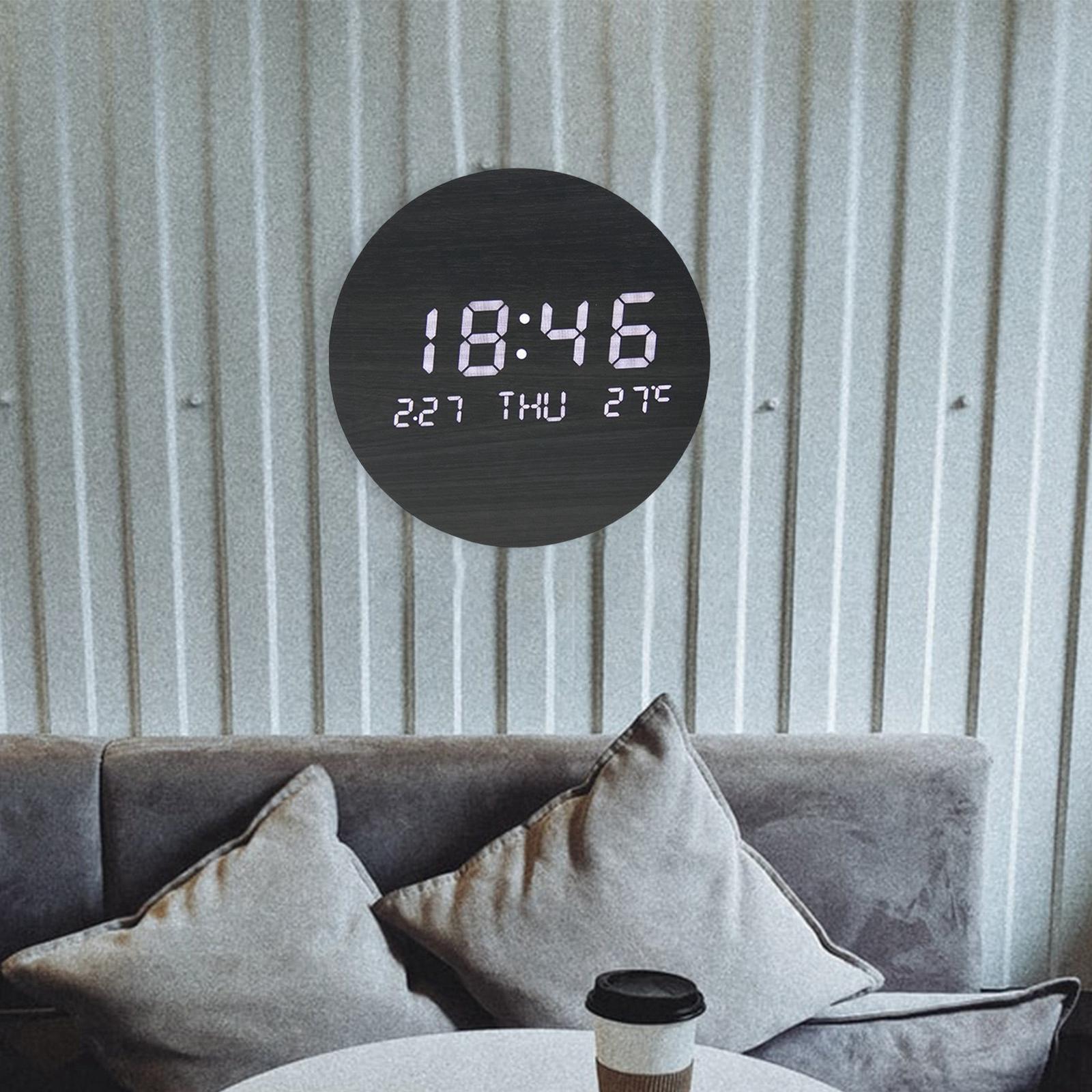 Temperature large display non ticking clock desk Black