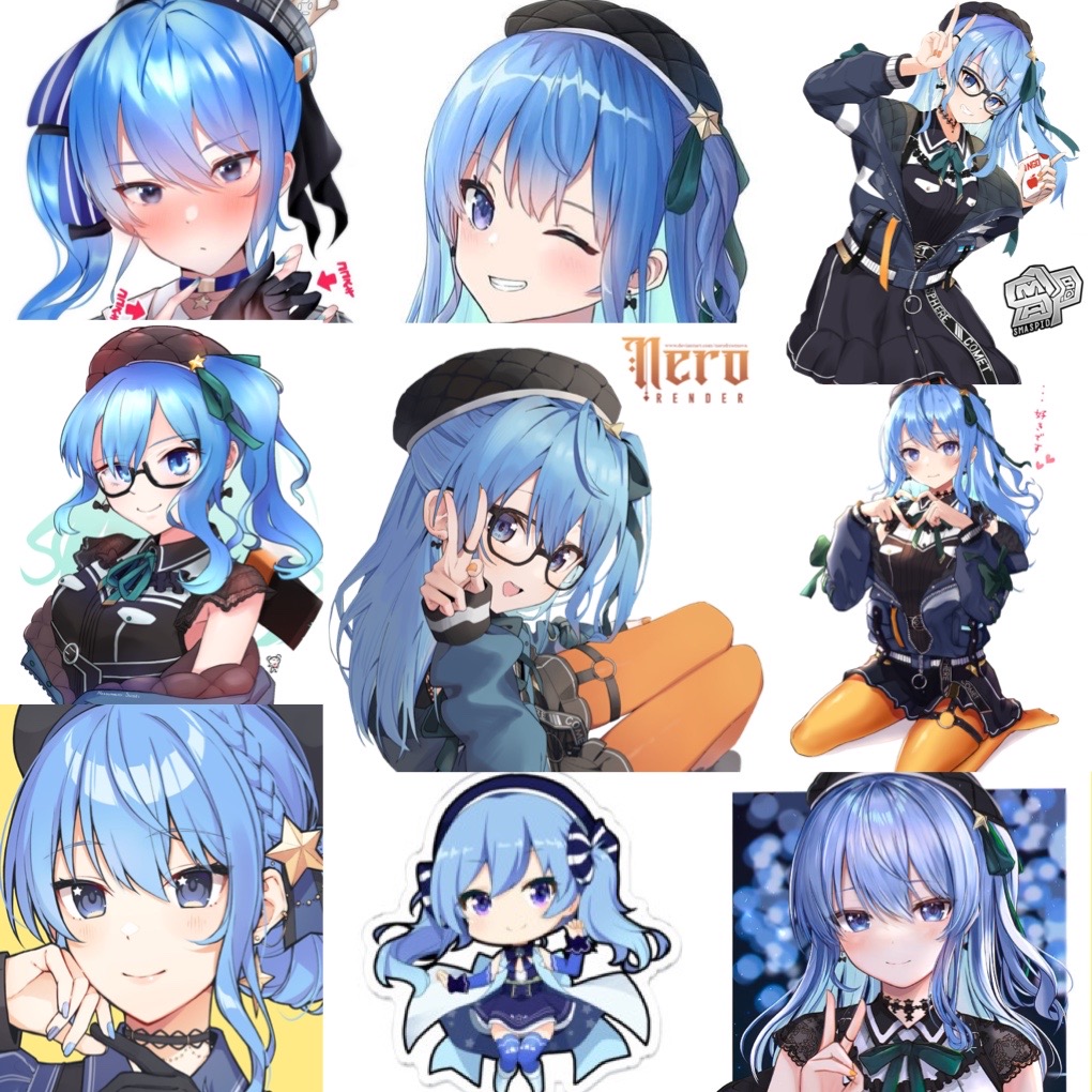 Ảnh Sticker Hoshimachi Suisei 30-60 cái ép lụa khác nhau/Hình dán vtuber Hololive Hoshimachi Suisei