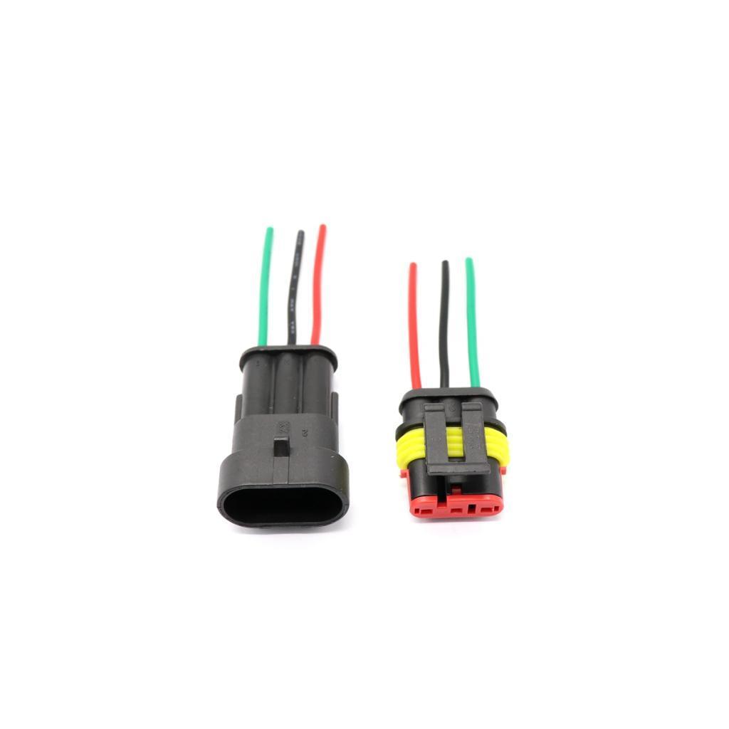 Support 3 Pin Way Car Auto Waterproof Electrical Connector Plug Socket Kit with Wire AWG Gauge Marine Pack of 5