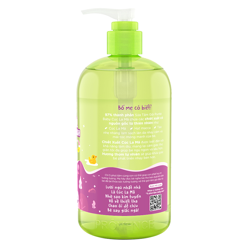 Sữa Tắm Gội Purité Baby Cúc La Mã Natural 2in1 Baby Wash Chamomile (500ml)