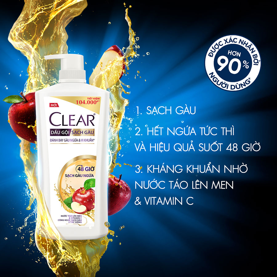 Dầu gội CLEAR 48 Giờ Sạch Gàu Ngứa 880g