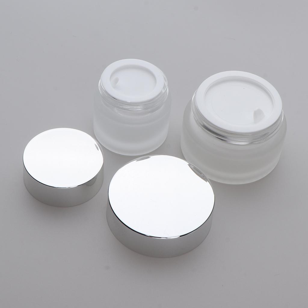 Frosted Glass Bottle,Travel Makeup Face Cream Pot Empty Cosmetic Jar Container with Screw Lid,Pack 5pcs