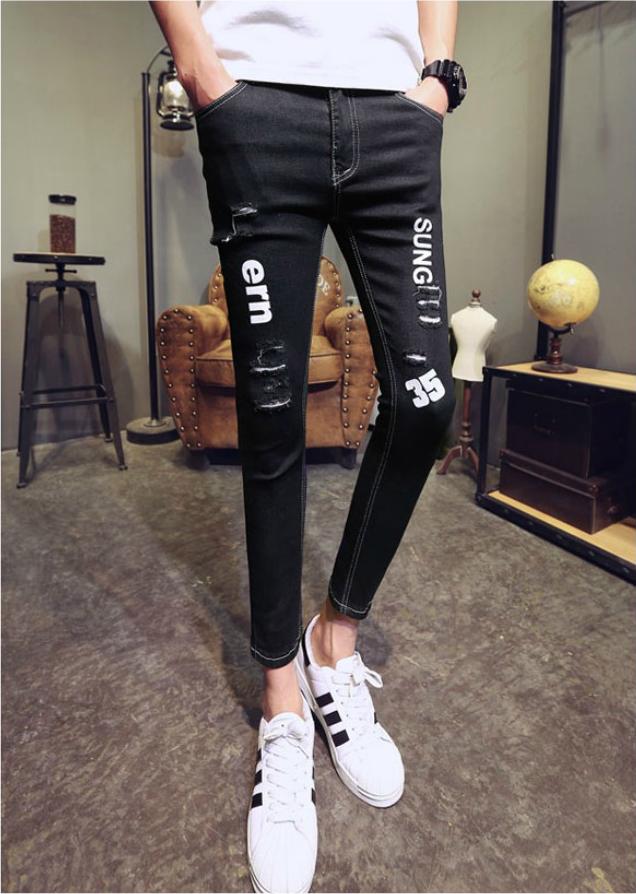 Quần jeans rách chắp vá sung Mã: ND1003