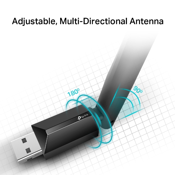 USB wifi TP-Link chuẩn AC600 Mbps USB adapter băng tần kép wifi Archer T2U Plus - Hàng chính hãng.