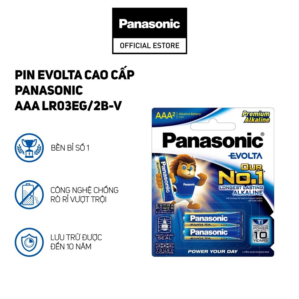 Vỉ Pin Evolta cao cấp Panasonic AAA LR03EG/2B-V - Hàng Chính Hãng
