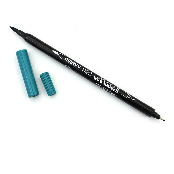 Bút lông hai đầu màu nước Marvy LePlume II 1122 - Brush/ Extra fine tip - Lt. Teal (105)