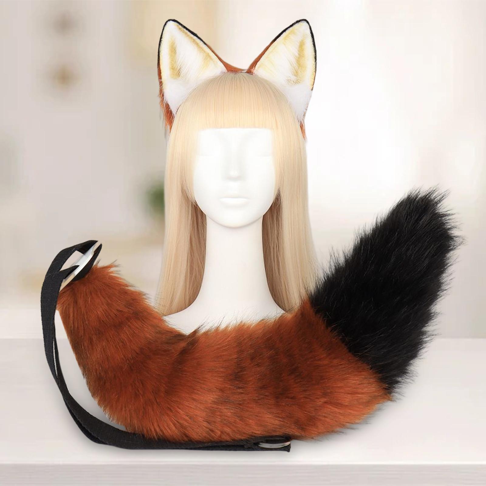 Ears and Tail Set Anime Cosplay Headwear Headband Hair Hoop Hair Accessories Hair Clip for Party Holidays Gifts Stage Performance Props