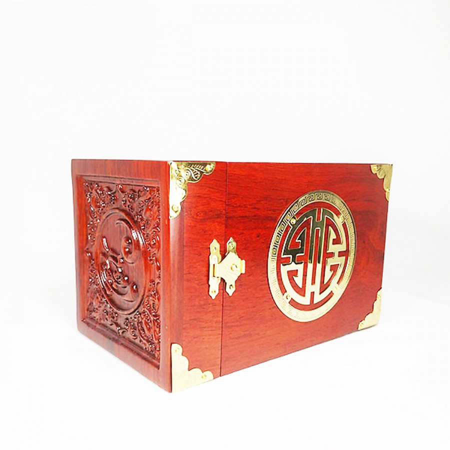 Hộp đựng trà - hộp đựng thực phẩm khô gỗ Hương trạm khoa văn bịt đồng UK WOOD