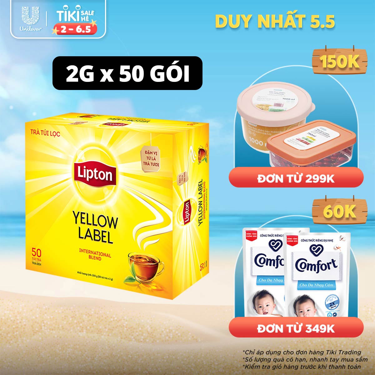 Combo 2 Lipton Trà Đen Nhãn Vàng Nhật Bản (50túi/2g)