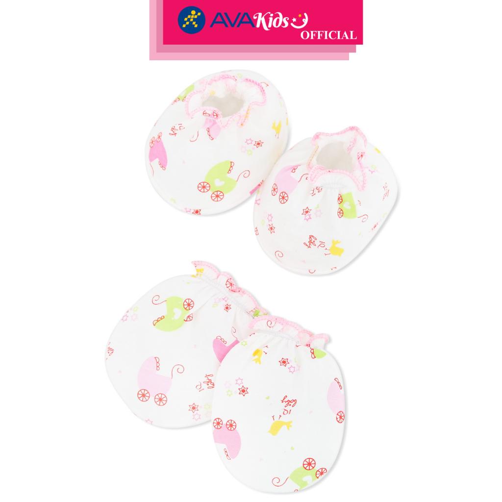 Bộ bao tay, bao chân in xe nôi IQ Baby màu trắng (0 - 3 tháng) - Hàng Chính Hãng