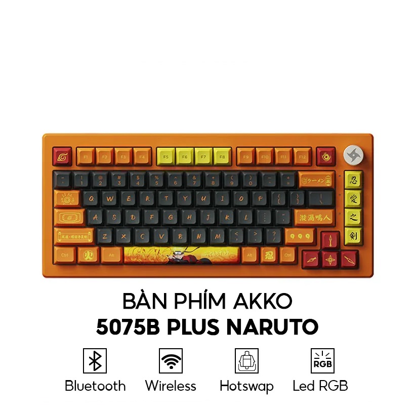Bàn phím cơ AKKO 5075B Plus Naruto (Multi-modes / RGB / Hotswap / Gasket mount) - Hàng chính hãng