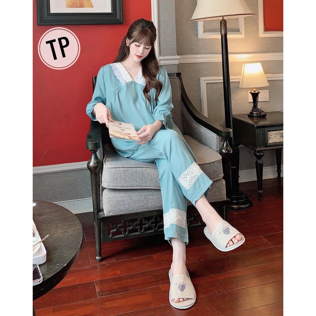 Bộ bầu dài chất đũi mát mặc bầu và sau sinh freesize từ 40-67kg