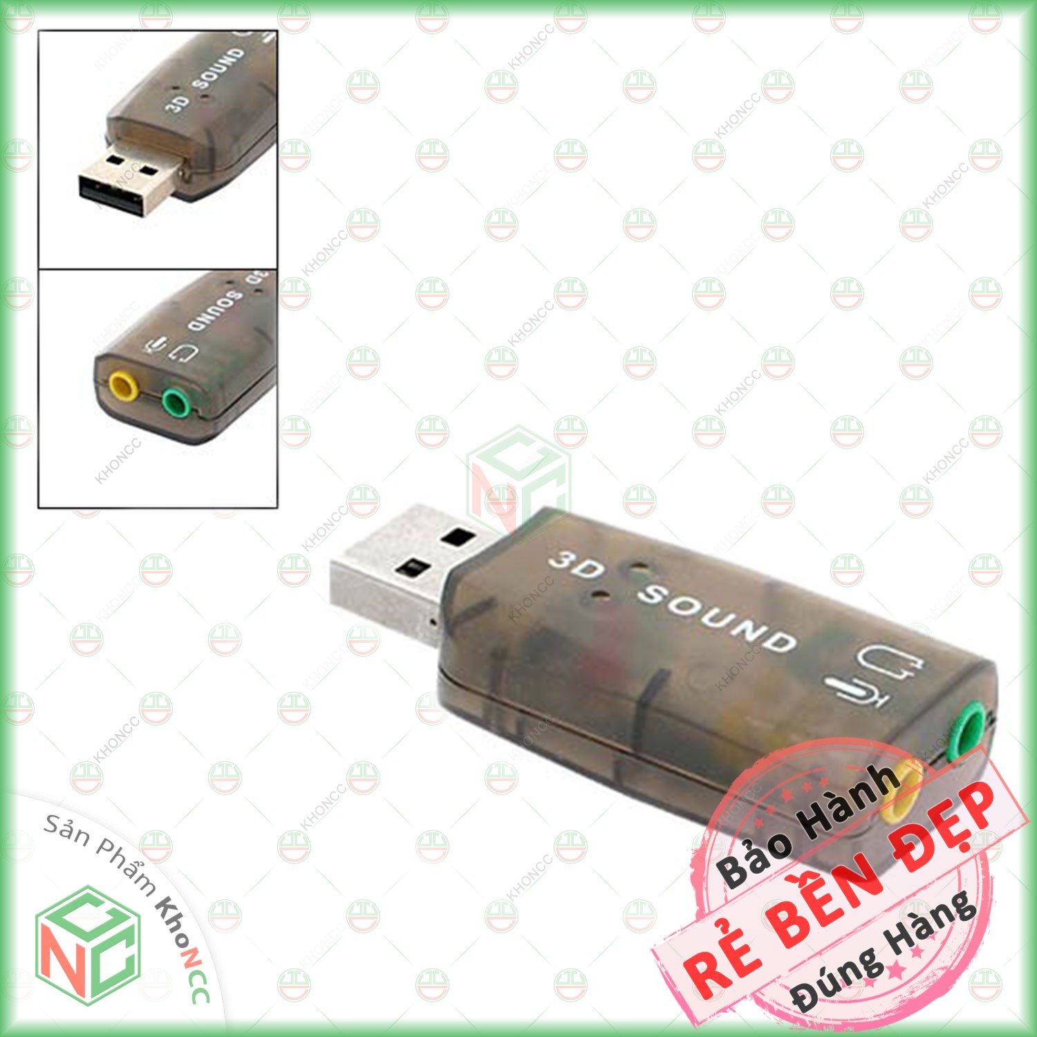 USB Sound Card KhoNCC Hàng Chính Hãng Gắn Cho Máy Tính - Laptop Bị Lỗi Âm Thanh Gắn Qua Cổng USB - NLVQ-192-USBS