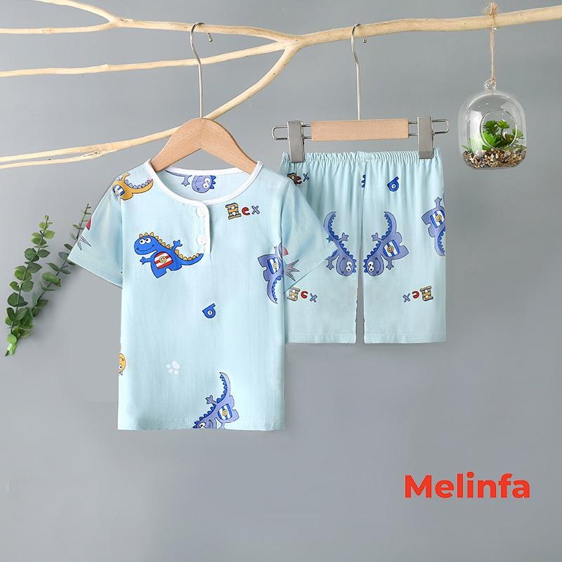 Bộ đồ cho bé trai và gái chất vải lanh cotton thoáng mát áo ngắn tay quần short cho từ 2-6 tuổi mã VABD0160