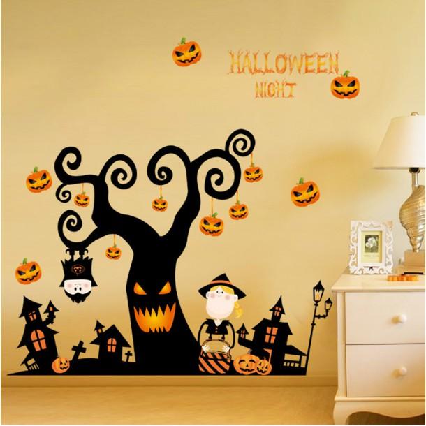 Decal trang trí tường - Cây Ma Kinh Dị Halloween