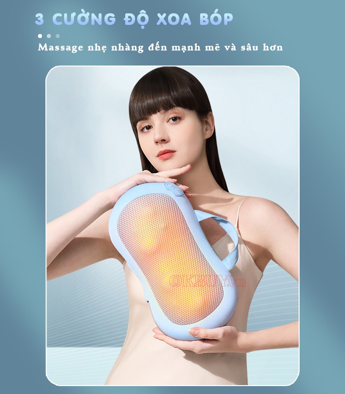 Gối Massage Hồng Ngoại, Máy Mát Xa Cổ Vai Gáy, Matxa Toàn Thân Nikio NK-135DC - Công Nghệ Xoa Bóp Chuyên Sâu, Sưởi Ấm Hồng Ngoại - Pin sạc