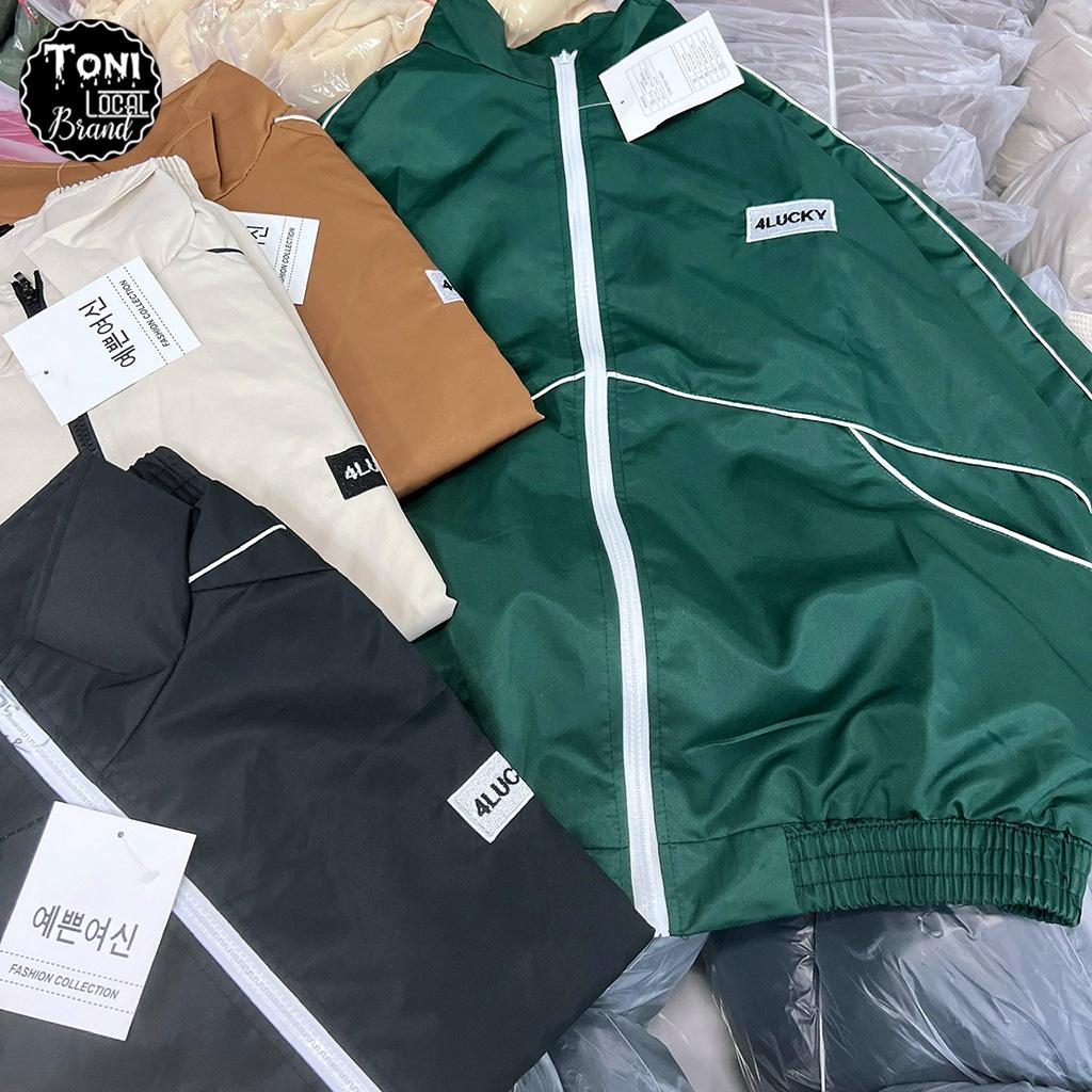 Áo Khoác Dù Mero thêu 4LUCKY phối Line 2 lớp nam nữ form rộng Unisex