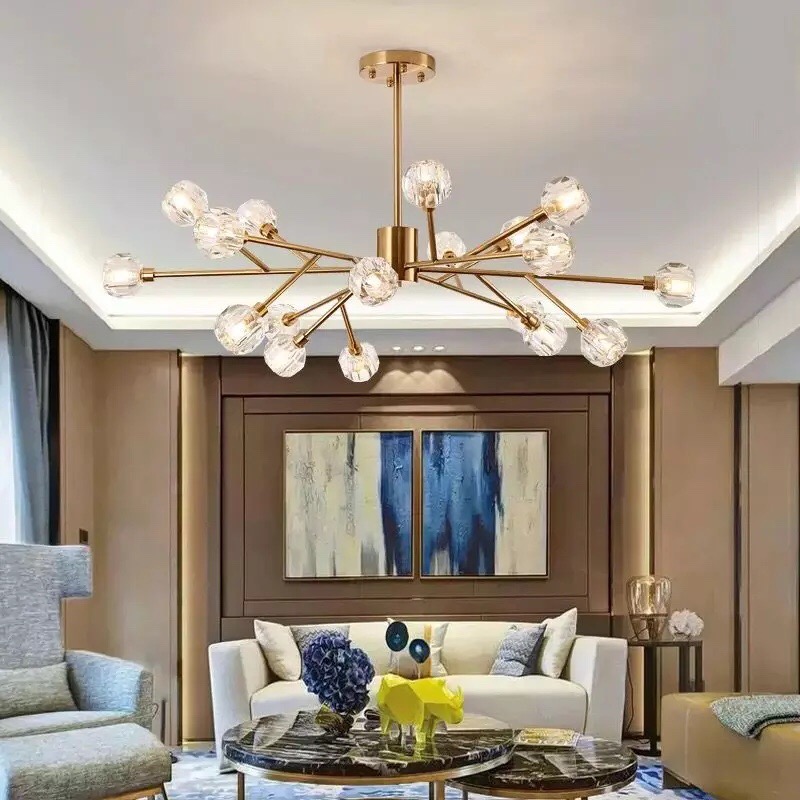 Đèn chùm pha lê bộ bộ 15 bóng cao cấp thiết kế cành cây độc đáo trang trí phòng khách, nhà hàng, quán cafe DY3002