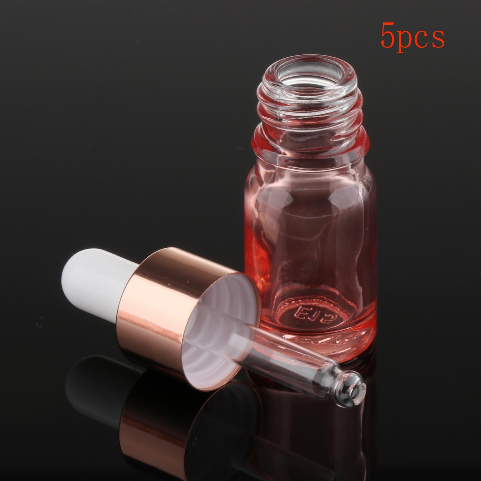 5 Pcs Rose Gold Small Glass Eye Dropper Bottle for Essential Oil Liquids Perfumes
