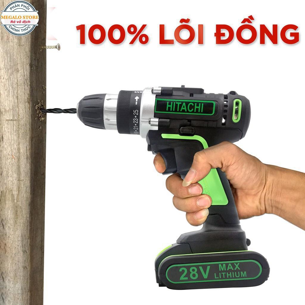 Máy Khoan Pin HITACHI 28V - Bắt Vít, Khoan Tường Pin chuẩn 5 Cell