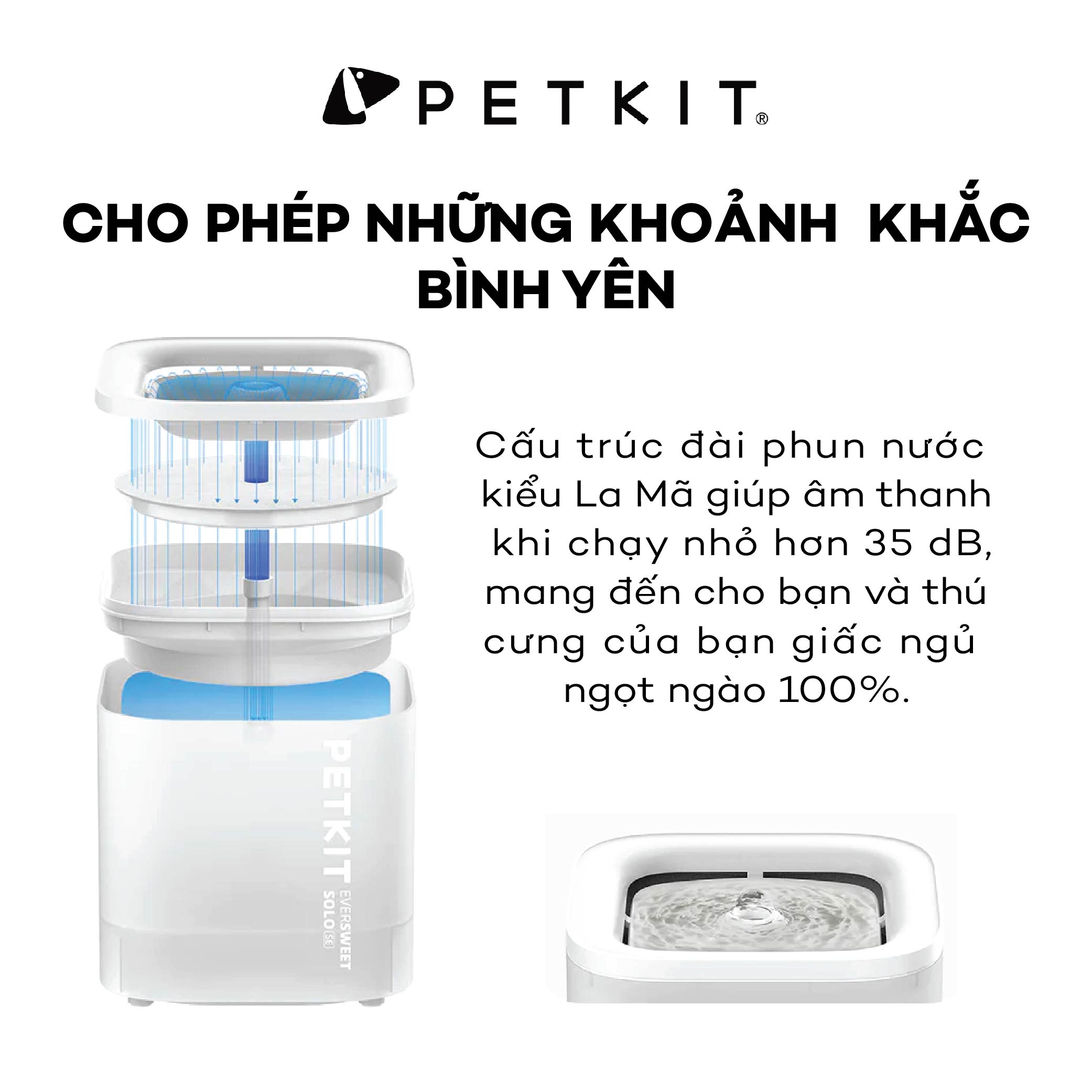 Máy Lọc Nước Cho Mèo, Máy Uống Nước Bơm Không Dây Petkit EVERSWEET SOLO SE（WIRELESS PUMP)