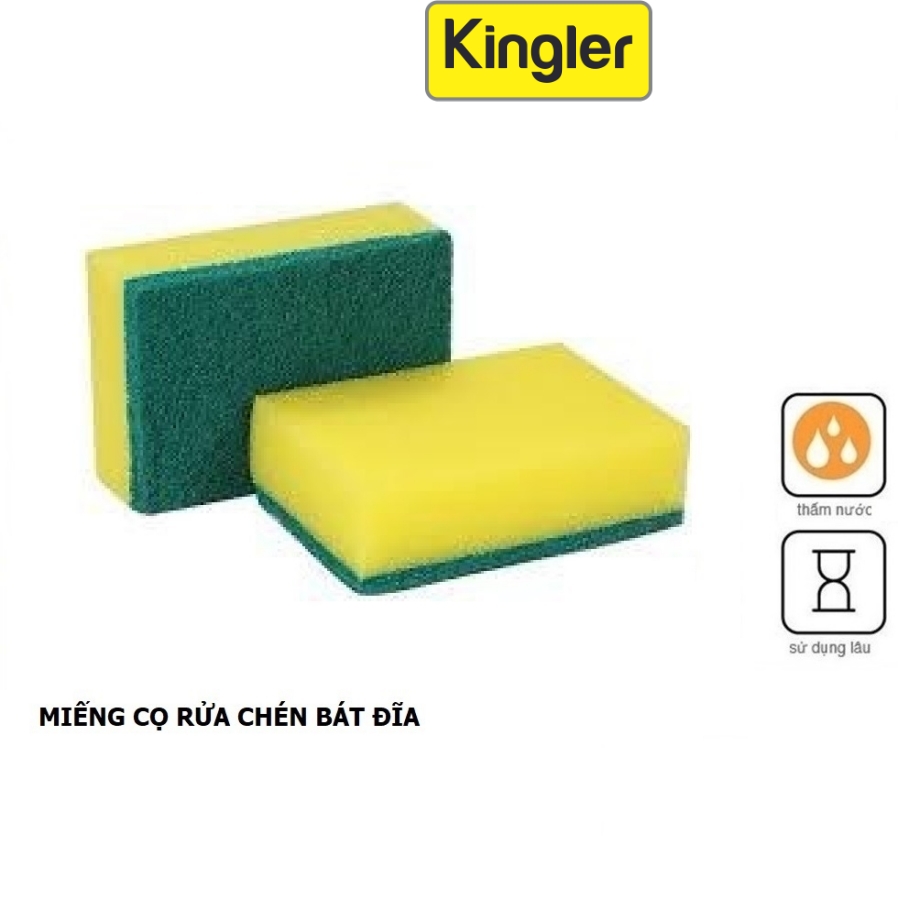 Miếng Cọ Rửa Bát, Chén - Cọ Rửa Đa Năng: Xoong Nồi Chảo Sáng Bóng, Cọ 2 Mặt Xanh Vàng, Tiện Dụng Nhà Bếp. Kingler 5150