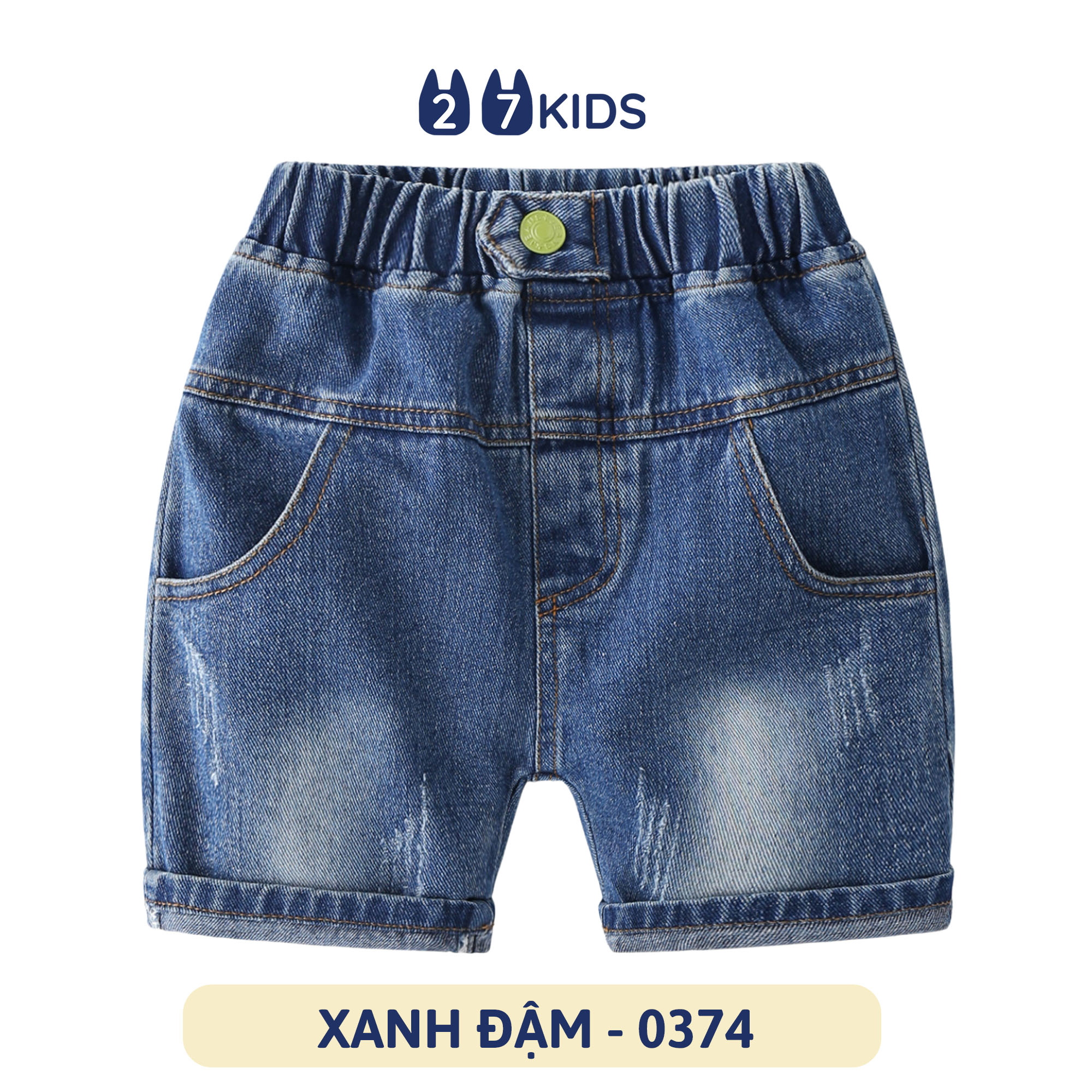 Quần short jean bé trai 27Kids WELLKIDS Quần đùi bò mềm lưng chun nam cho trẻ từ 2-8 tuổi BSJE1