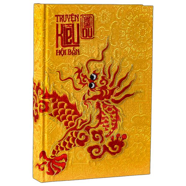 Sách - Truyện Kiều Hội Bản - Ấn Bản Họa Tiết Rồng Thêu Trên Vải Gấm