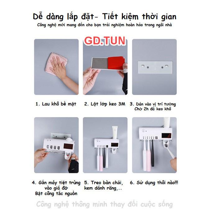Giá Treo Bàn Chải Nhả Kem Đánh Răng Khử Khuẩn Tiện Lợi Cho Gia Đình