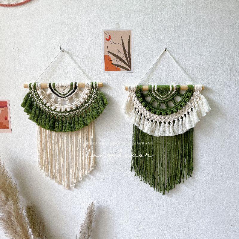 mành macrame nửa vòng tròn trang trí nhà cửa nhiều màu phong cách vintage