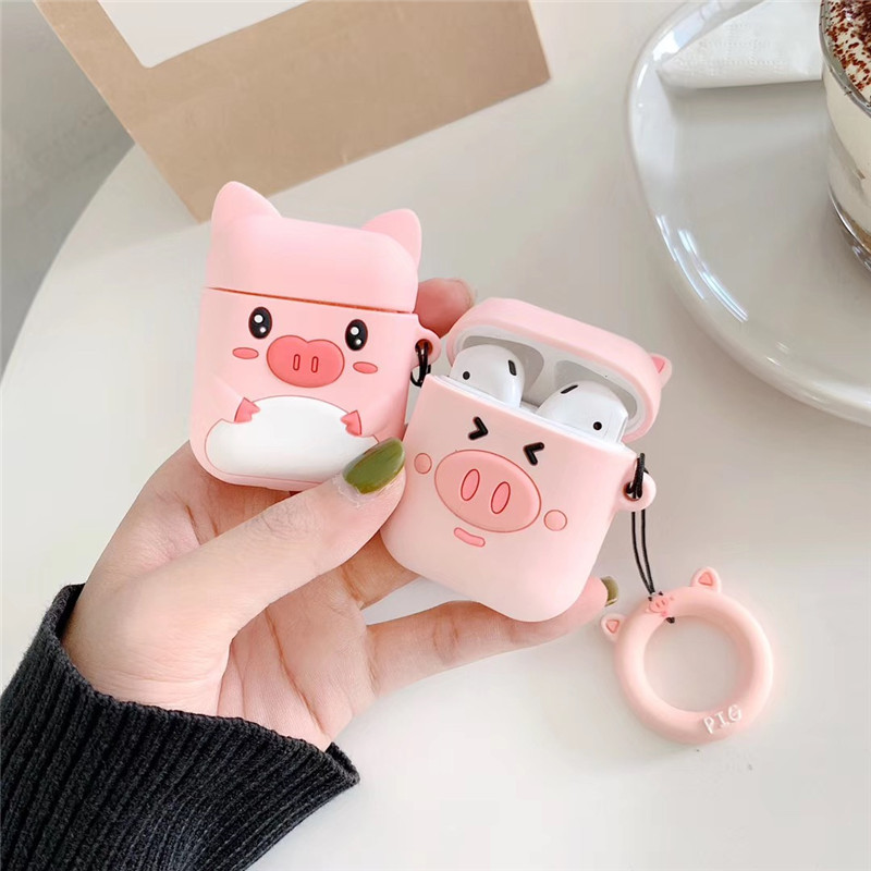 Airpods case, Ốp nhựa dẻo bảo vệ dành cho Airpods 1/2 - Cute Pig