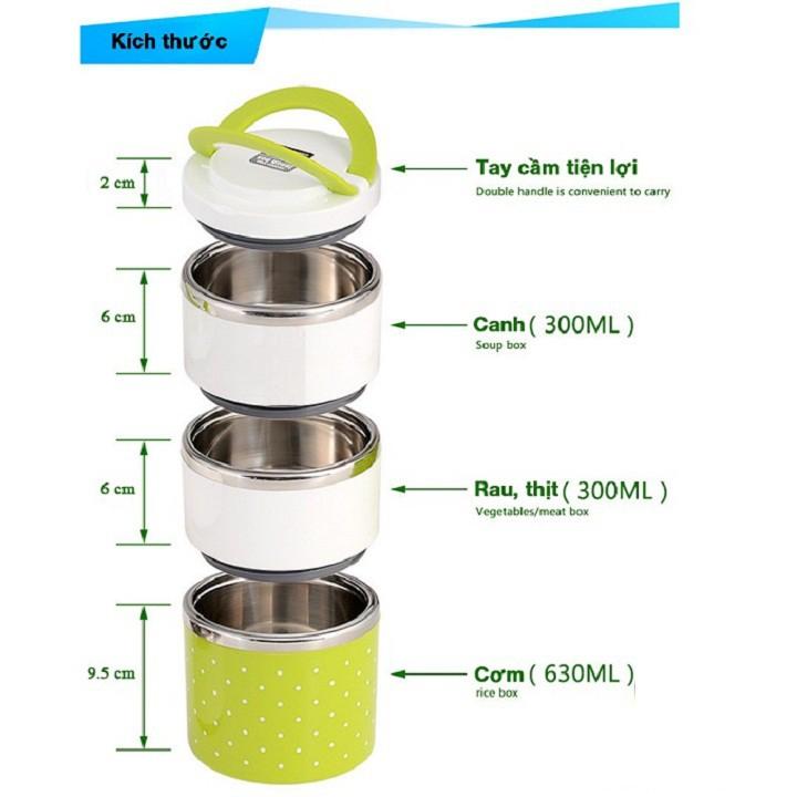 Cặp lồng cơm giữ nhiệt 3 tầng ruột inox