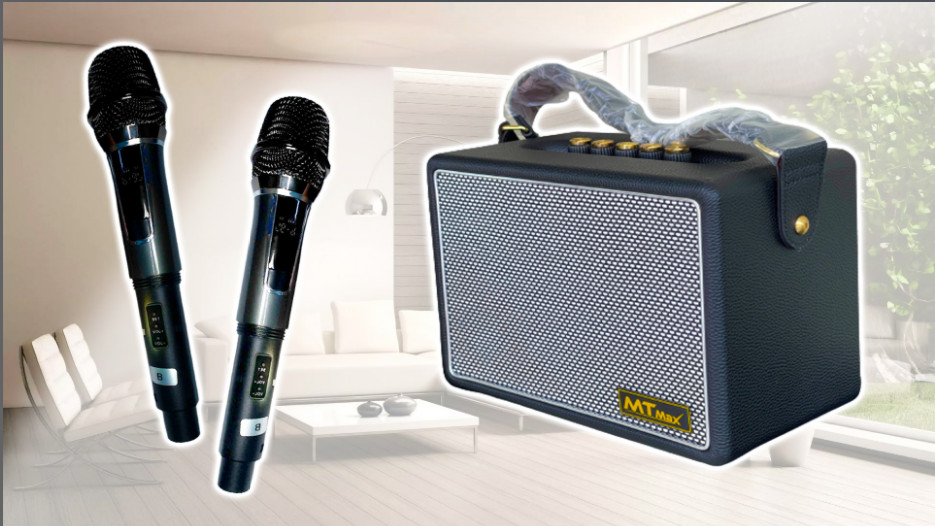 Loa Bluetooth karaoke xách tay MTMAX V7 kèm 2 mic đủ các kết nối hàng chính hãng nhỏ gọn cao cấp tiện lợi xách đi du lịch dã ngoại tiệc ngoài trời