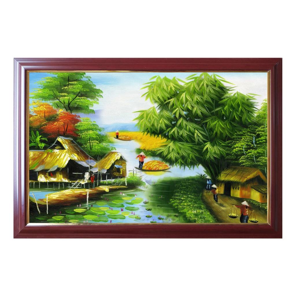 1 Tranh đồng quê Việt Nam, tranh treo tường con sông quê hương TDQ-01