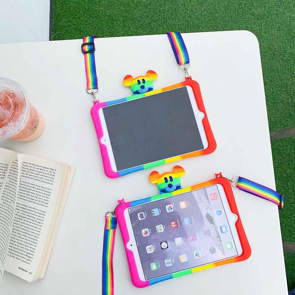 Vỏ máy tính bảng chống sốc bằng silicon mềm Rainbow Mouse cho Samsung Galaxy Tab A 8.0 2019 Sm-T290 Sm-T295 Sm-T297