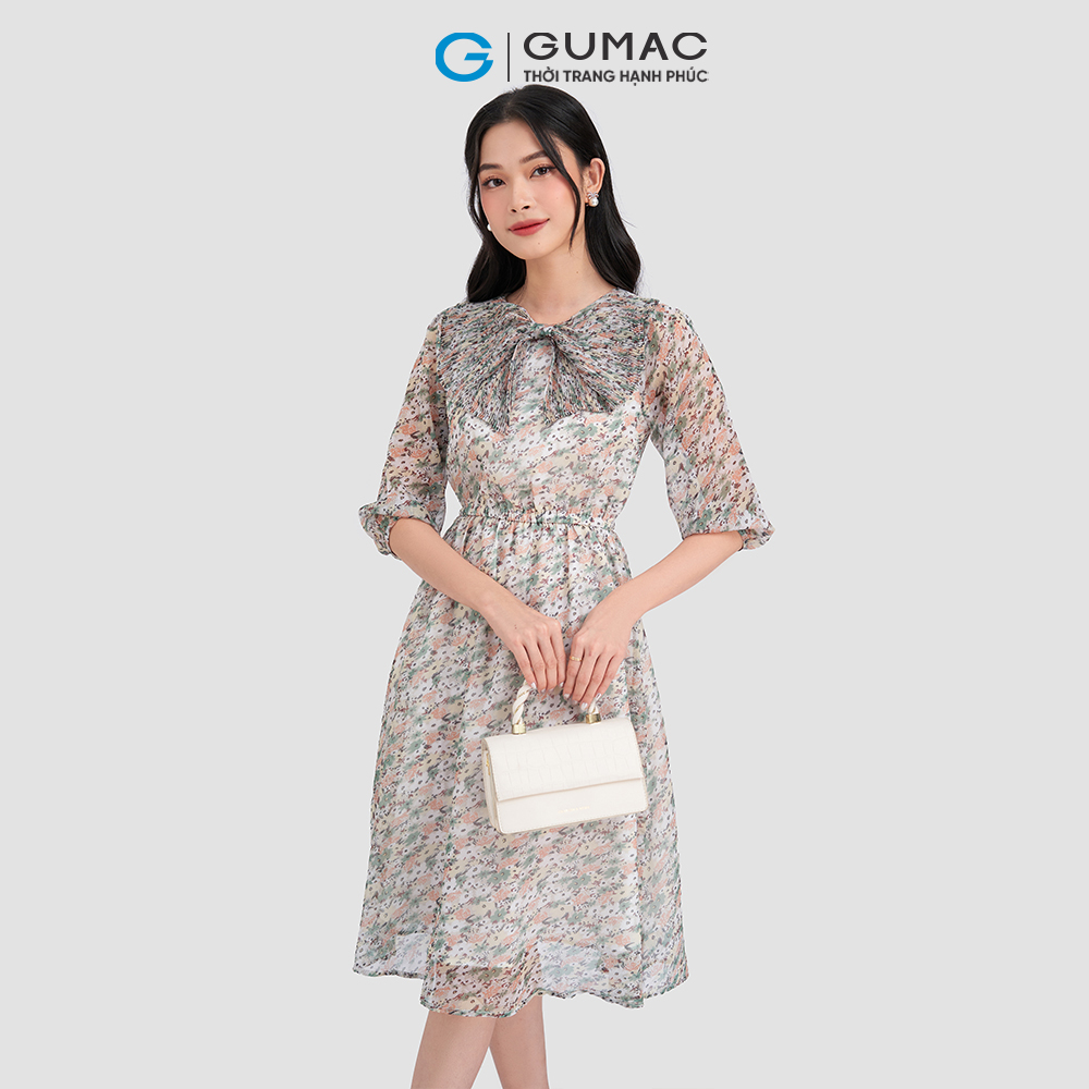 Đầm cổ bèo dập ly DC12050 thời trang GUMAC