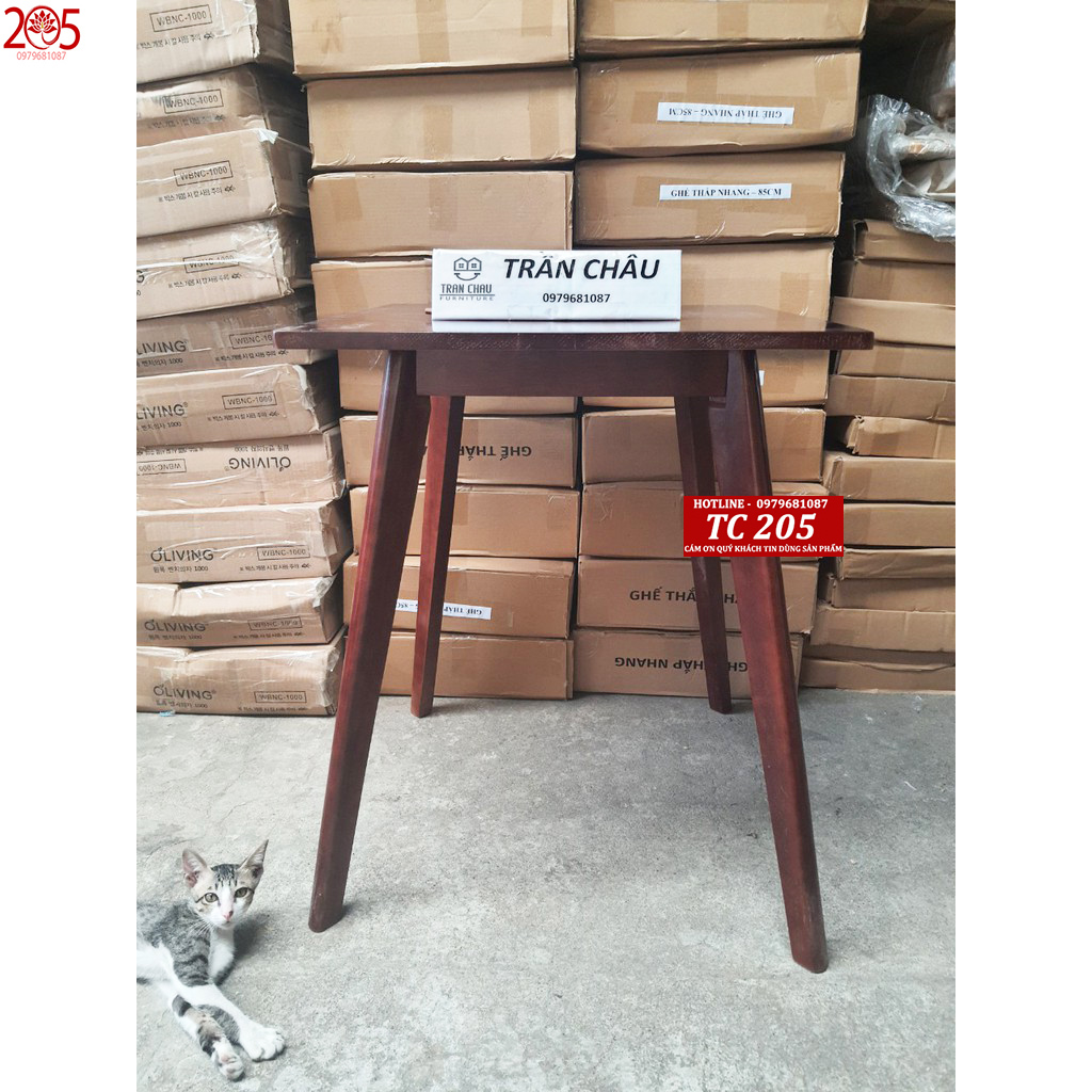 Bàn ăn vuông gỗ cao su 60x60x75 cm - TABLE WOOD NATURAL