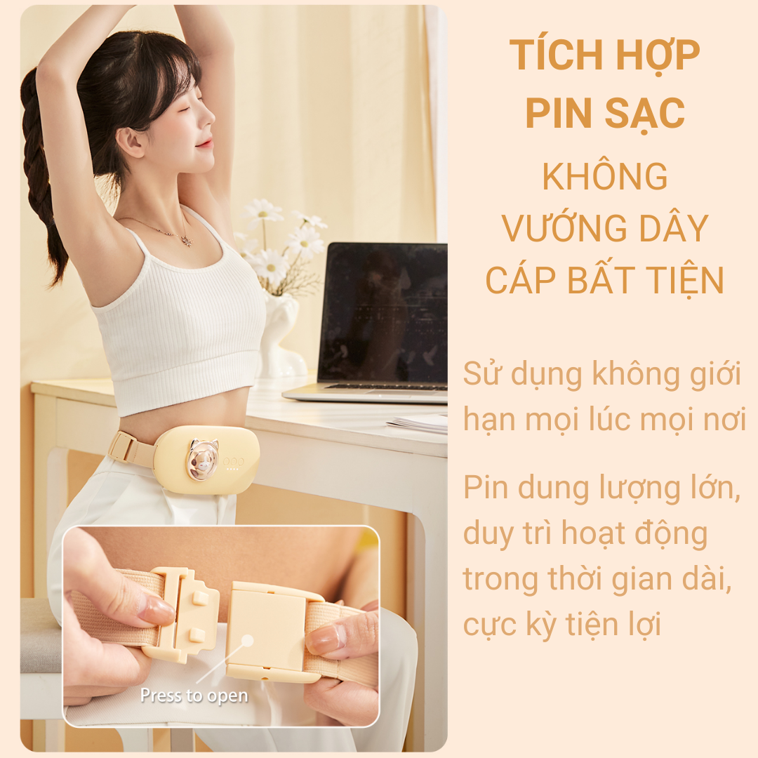 Đai Chườm Nóng Bụng Kinh FanHome, Máy Massage Làm Ấm Giảm Đau Bụng Kinh, Túi Chườm Bụng Kinh Giảm Đau Cho Phụ Nữ Đến Kì