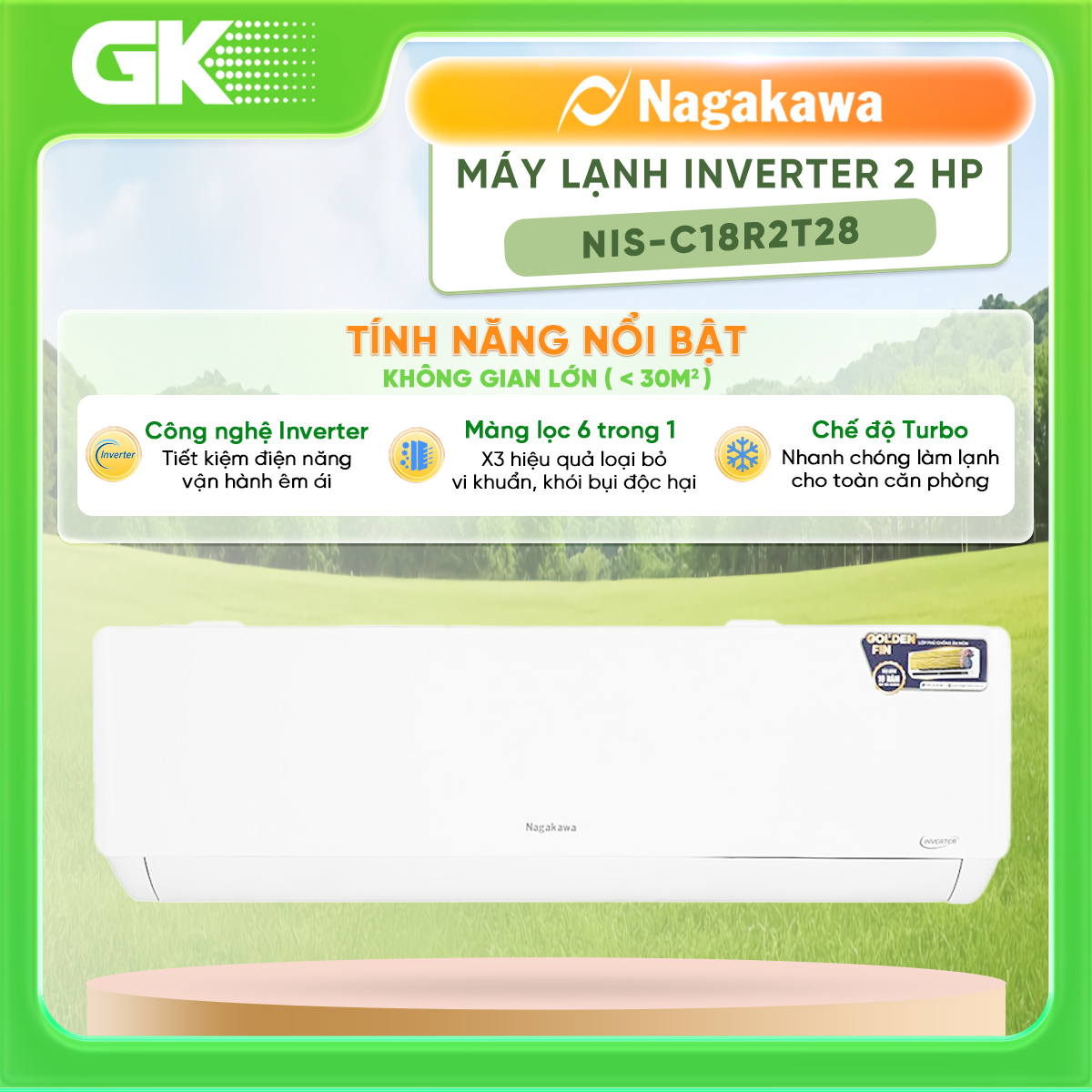 NIS-C18R2T28 - Máy lạnh Nagakawa Inverter 2 HP NIS-C18R2T28 - Hàng Chính Hãng - Chỉ Giao Hồ Chí Minh