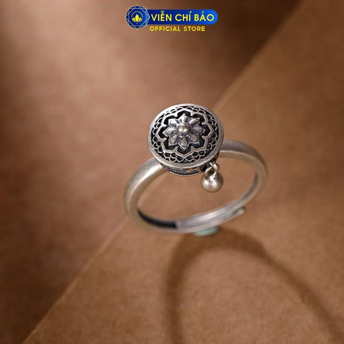 Nhẫn bạc nữ xoay Kim luân mandala Om mani padme hum chất liệu bạc Thái 925 thương hiệu Viễn Chí Bảo N000423
