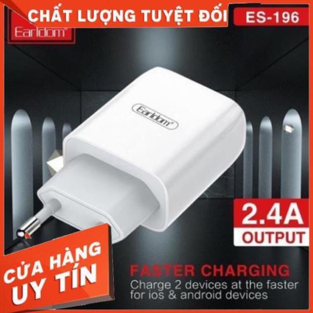 Sạc bộ Earldom Es-196( hỗ trợ 2 cổng USB) hàng chính hãng