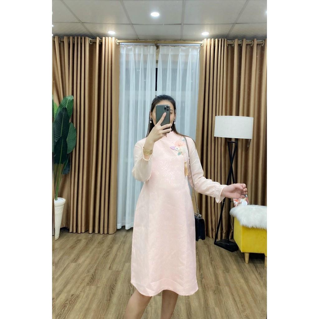 Váy bầu cách tân dáng suông chất gấm 45-70kg,Váy bầu thiết kế maternity dress