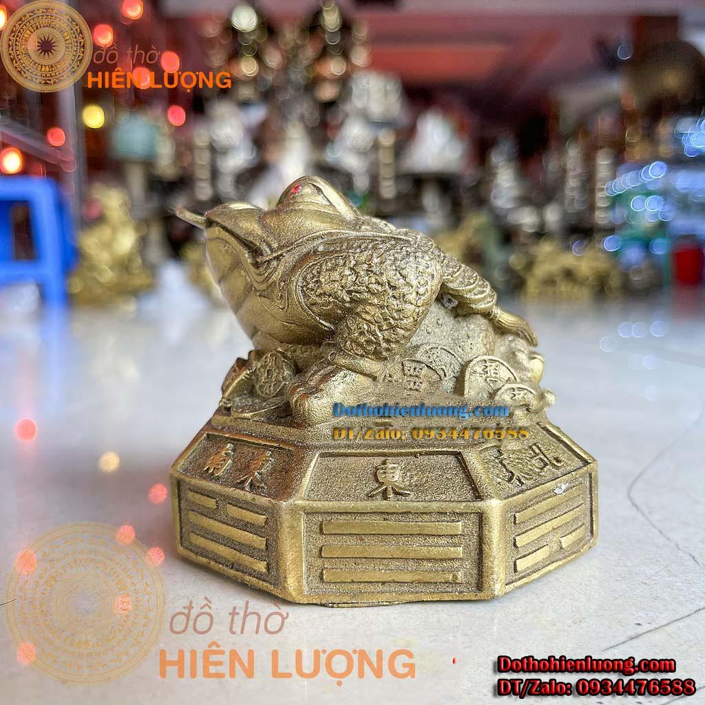 Tượng Thiềm Thư Ngậm Đồng Xu Ngồi Đế Bát Quái Bằng Đồng