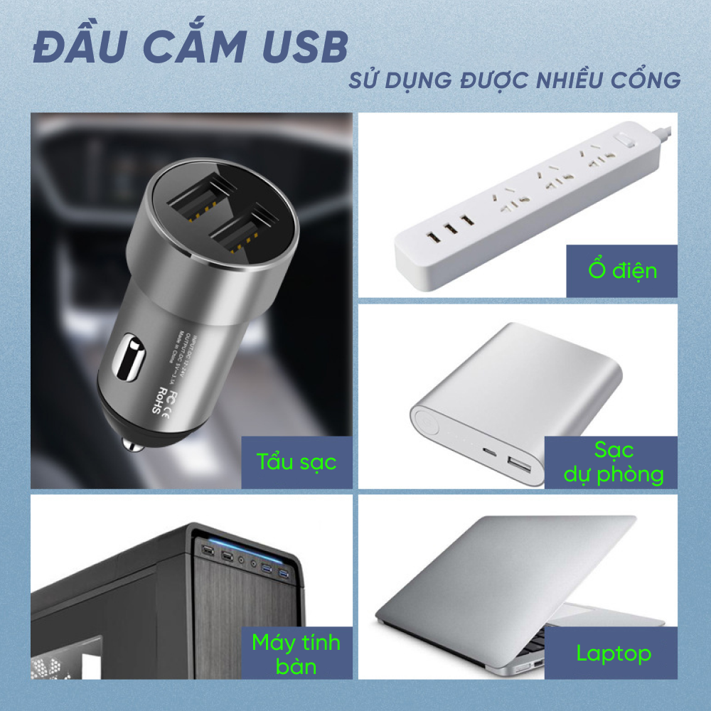 Quạt Đôi Mini Đầu Cắm USB Để Ô Tô, Bàn Làm Việc Siêu Mạnh Không Gây Ồn