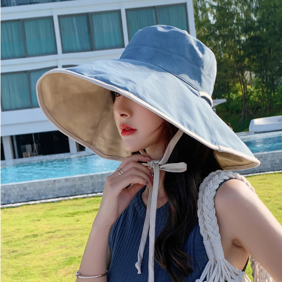 Mũ rộng vành chống nắng chống tia cực tím đội 2 mặt cao cấp, nón nữ đi nắng thời trang tạo kiểu